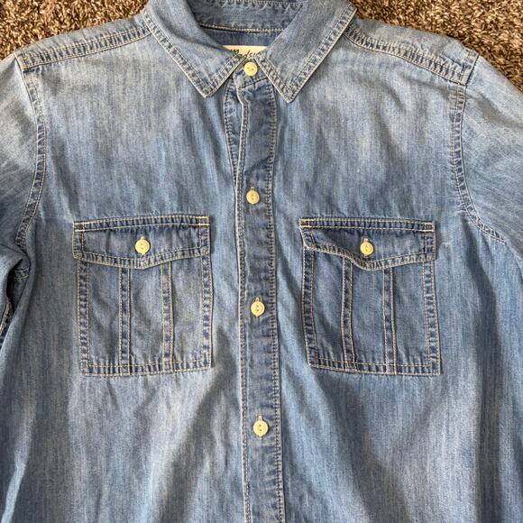 Madewell Women's Chambray Button Up Top Small Blue Denim Western Cowgirl Casual - Picture 3 of 8